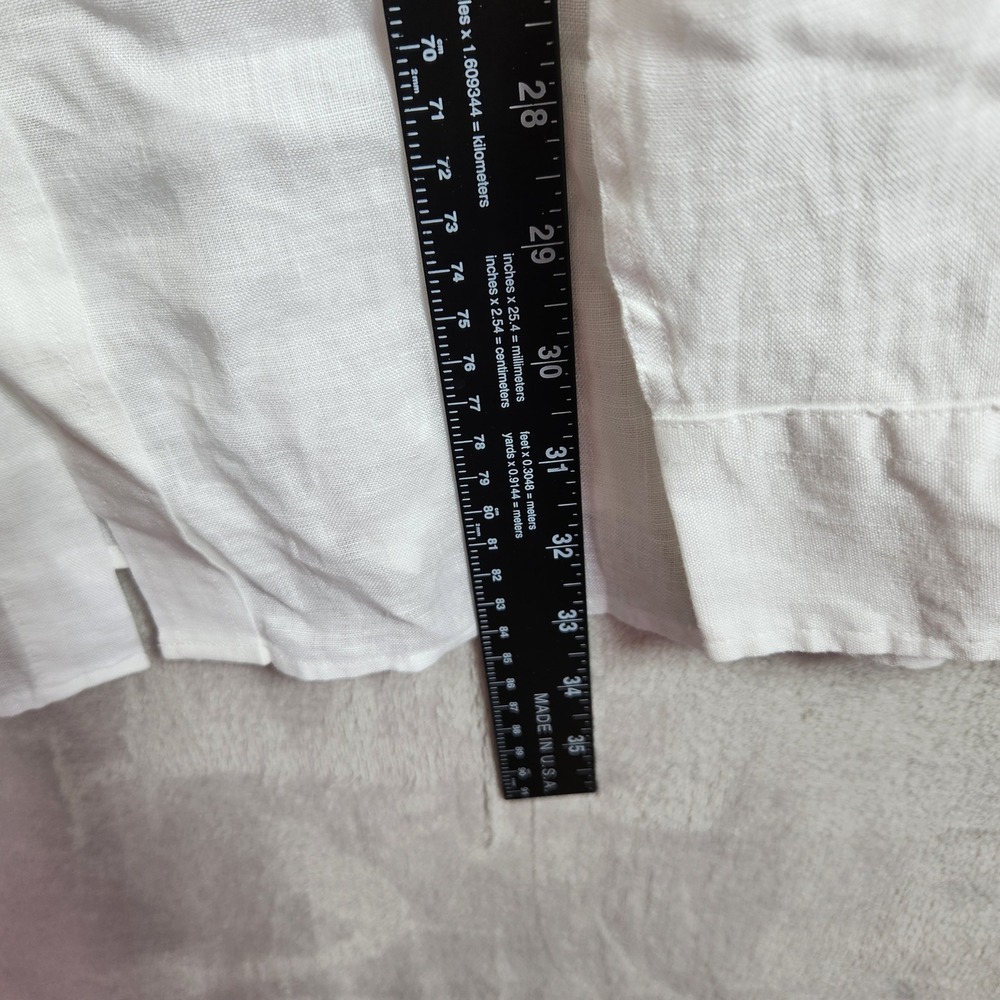 Club Room Lux Linen Shirt Womens XXL White Mandarin Collar Long Sleeve Office - Picture 7 of 7